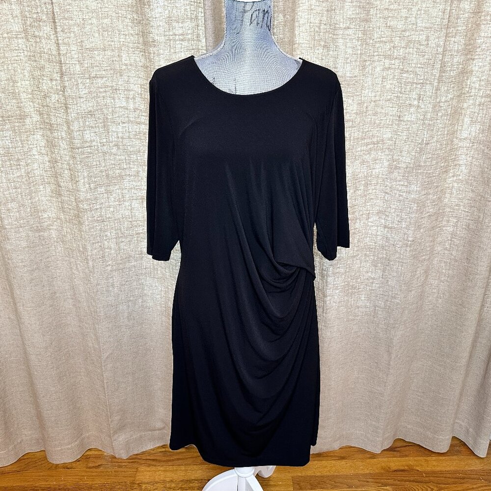 Nic+ Zoe Black Fundamental Drape Dress Size X-Large (16-18)